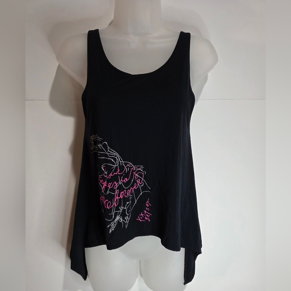 Betsey Johnson Capezio Black Swing Tank Top Cut-Out Back Design - size Large